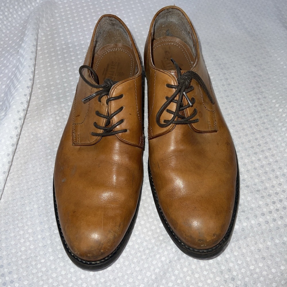 Stafford Men's Leather Oxford Dress Shoes Size 9.5M Brown Cap-Toe 014-1087